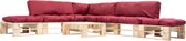 Medina 6-delige Loungeset pallet met rode kussens hout