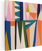 Artaza Canvas Schilderij Abstracte Kleurrijke Kunst - Driehoeken - 60x60 - Foto Op Canvas - Canvas Print