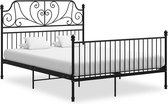 vidaXL Bedframe metaal en multiplex zwart 160x200 cm