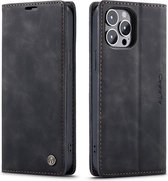 CaseMe - Telefoonhoesje geschikt voor Apple iPhone 13 Pro Max - Wallet Book Case - Magneetsluiting - Zwart