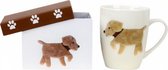 mok Hond Bobby junior porselein wit/bruin