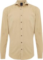 EMRIC | Overhemd met knoopsluiting en baby corduroy in beige