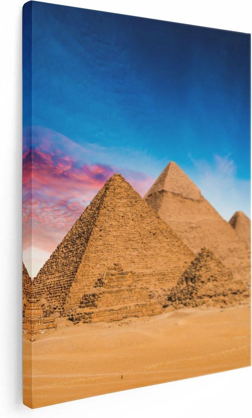 Artaza - Canvas Schilderij - Egyptische Piramides bij Zonsondergang - Foto Op Canvas - Canvas Print
