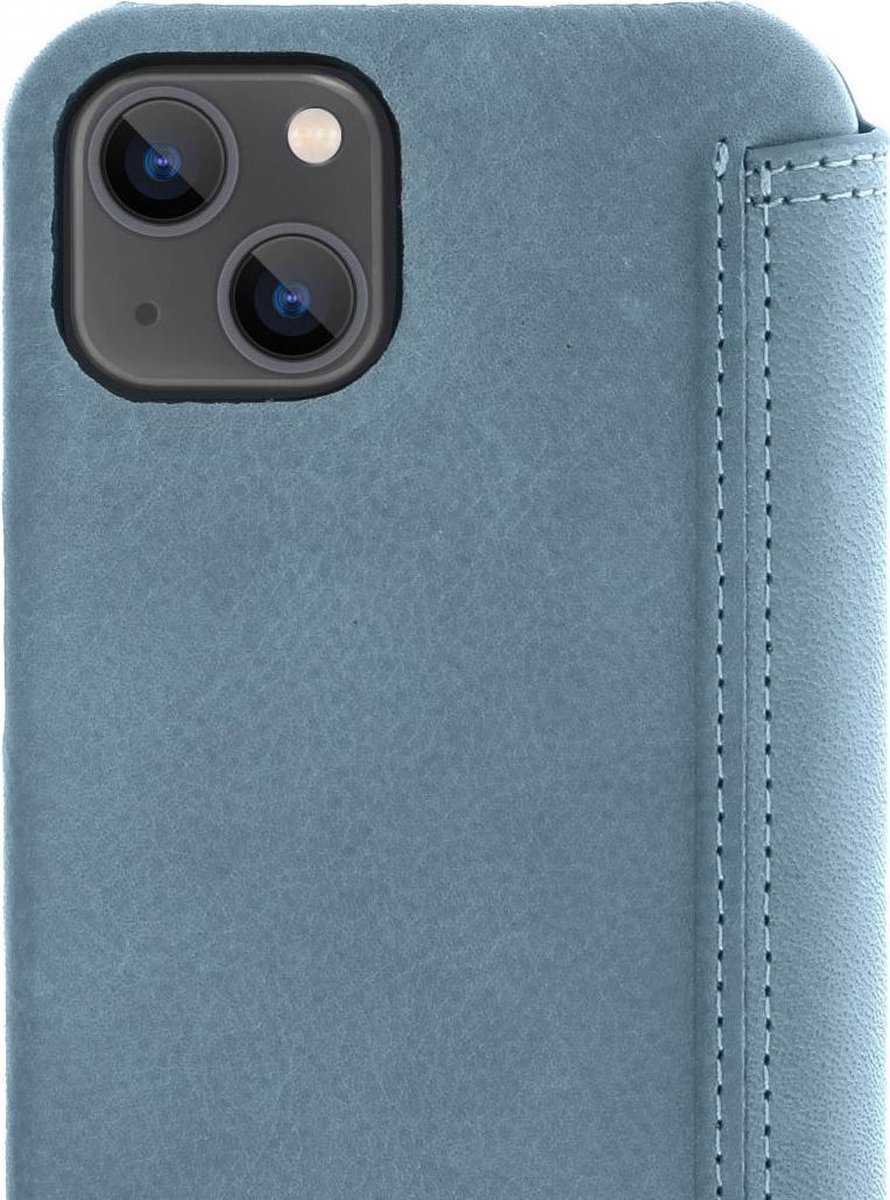 Minim Apple iPhone 13 Hoesje Echt Leer Book Case Blauw