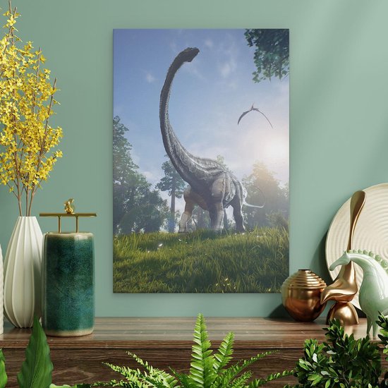 Artaza - Peinture sur toile - Dinosaure Diplodocus dans la forêt - 20x30 - Klein - Photo sur toile - Impression sur toile