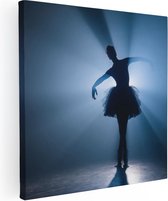 Artaza Canvas Schilderij Ballerina Silhouet - Ballet - 30x30 - Klein - Foto Op Canvas - Canvas Print