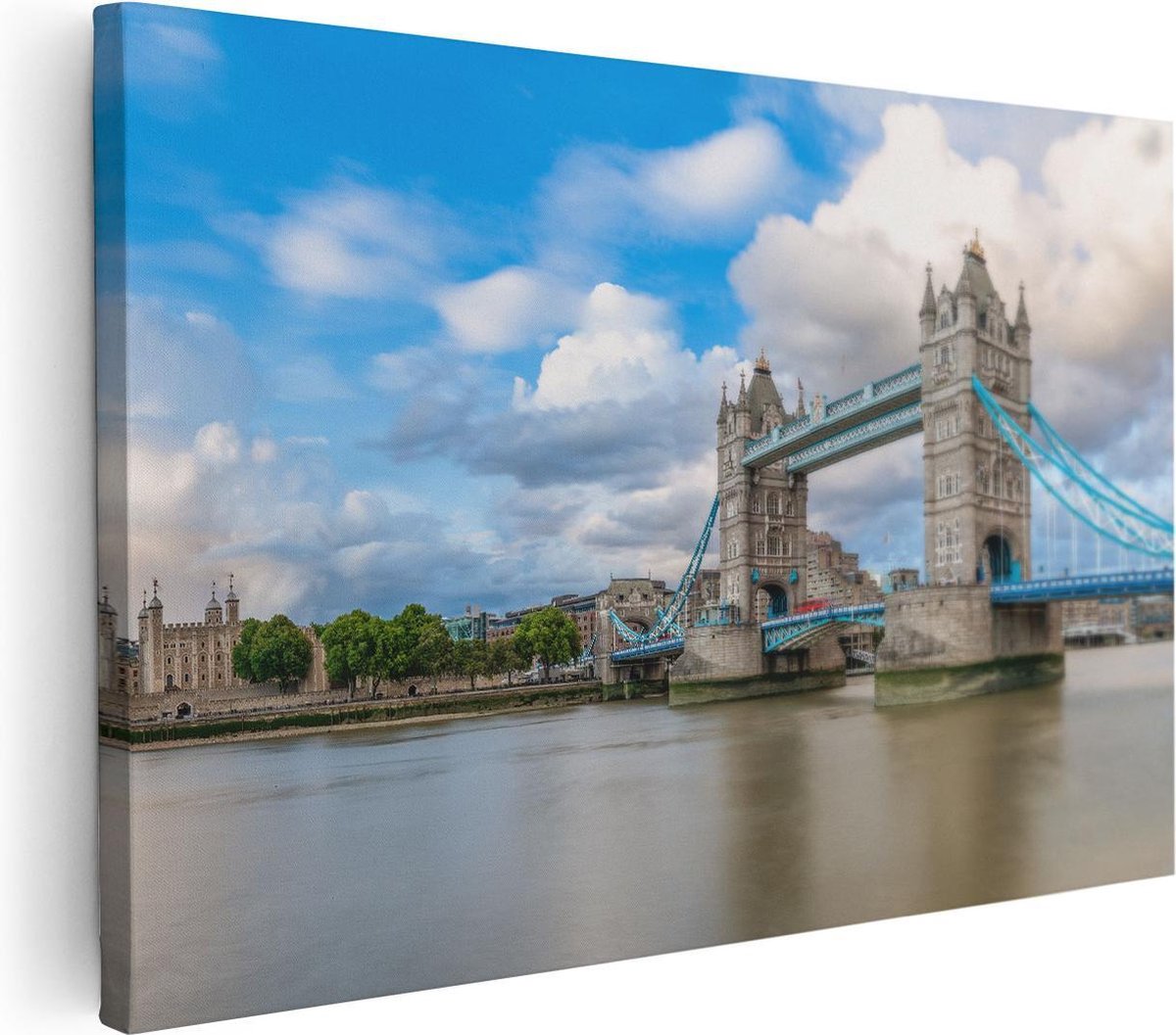 Artaza Canvas Schilderij Tower Bridge - 120x80 cm - Groot - Wanddecoratie Londen - Muurdec