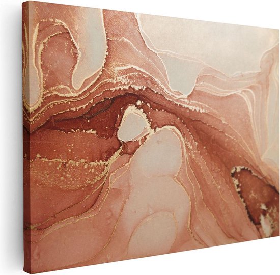 Artaza Canvas Schilderij Abstracte Kunst in het Roze Marmer - 40x30 - Klein - Foto Op Canvas - Canvas Print