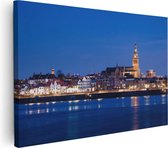 Artaza Canvas Schilderij Nijmegen Skyline met de Waal Rivier - 90x60 - Foto Op Canvas - Canvas Print - Muurdecoratie