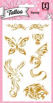 plaktattoos Animals 10 x 19 cm papier goud 6-delig