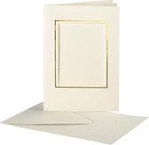 Passepartout kaarten met envelop 15 cm wit/goud