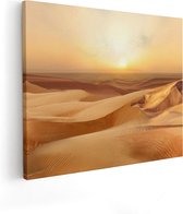 Artaza Canvas Schilderij Woestijn bij Zonsondergang in de Sahara - 100x80 - Groot - Foto Op Canvas - Canvas Print