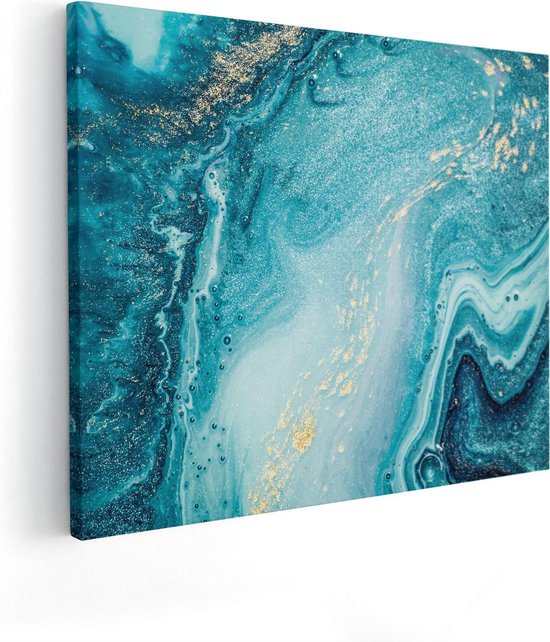Artaza Canvas Schilderij Abstracte Kunst Blauwe Oceaan - 50x40 - Foto Op Canvas - Canvas Print