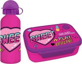 lunchset Sweet meisjes aluminium paars/roze 2-delig