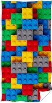 strandlaken Legostenen 70 x 140 cm katoen rood/blauw
