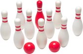bowlingspel hout 12-delig wit/rood