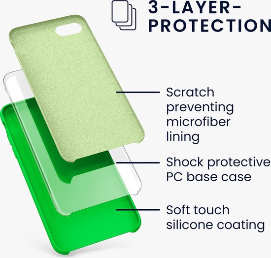 Étui de téléphone kwmobile pour Apple iPhone 7 / 8 / SE (2020) - Étui avec revêtement en silicone - Étui pour smartphone en vert fluo