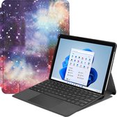 Case2go - Tablet Hoes geschikt voor Microsoft Surface Pro 8 - Tri-Fold Book Case - Galaxy