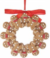 Kurt S. Adler Kerstornament - Gingerbread Mannetjes Krans - bruin rood - 12cm