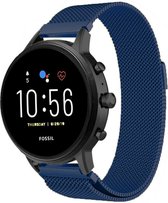 Strap-it Milanees smartwatch bandje - geschikt voor Fossil Gen 5 / Gen 5e 44mm / Gen 6 44mm - blauw