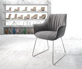Gestoffeerde-stoel Keila-Flex met armleuning slipframe roestvrij staal structurele stof lichtgrijs