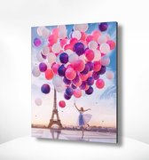 Painting Expert® Schilderen op nummer Volwassenen - Schilderen op nummer Kinderen - Parijs met Ballonnen - 40x50cm - Exclusief Lijst (24 kleurtjes)