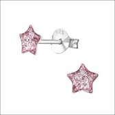Aramat jewels ® - Glitter oorbellen ster paars 925 zilver 5mm