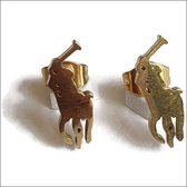 Aramat jewels ® - Goudkleurige zweerknopjes polo paard oorbellen staal 14x6mm