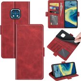 Nokia XR20 Hoesje - MobyDefend Luxe Wallet Book Case (Sluiting Zijkant) - Rood - GSM Hoesje - Telefoonhoesje Geschikt Voor: Nokia XR20