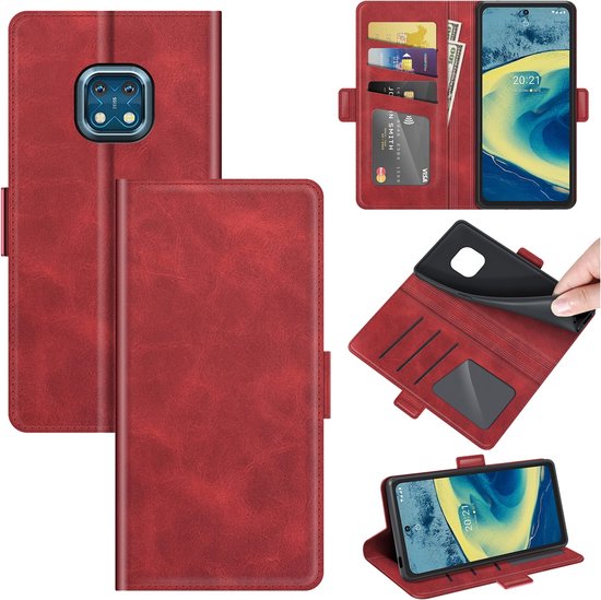 Nokia XR20 Hoesje - MobyDefend Luxe Wallet Book Case (Sluiting Zijkant) - Rood - GSM Hoesje - Telefoonhoesje Geschikt Voor: Nokia XR20