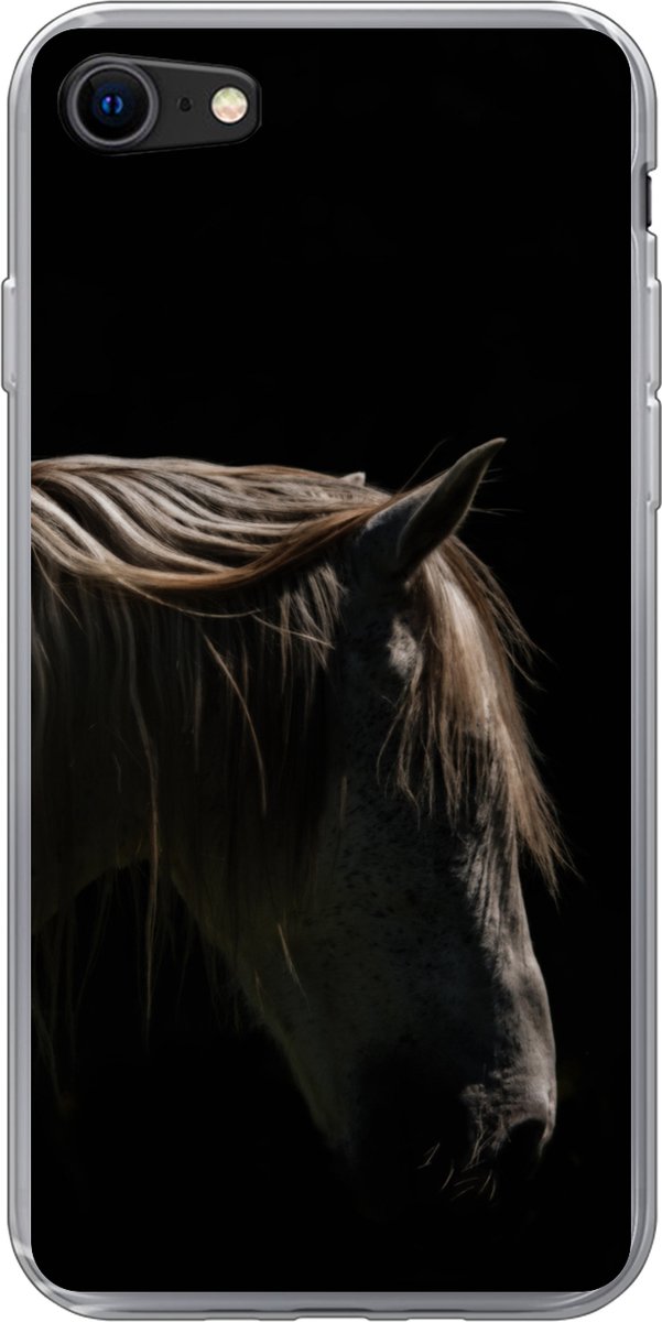 Telefoonhoesje Geschikt voor iPhone 8 hoesje - Paard - Dieren - Wit - Siliconen Telefoonhoesje Telefoonhoesje