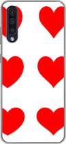 Geschikt voor Samsung Galaxy A30s hoesje - Een illustratie met negen rode hartjes - Siliconen Telefoonhoesje