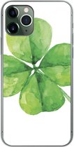 Geschikt voor iPhone 11 Pro hoesje - Klavertje Vier - Waterverf - Plant - Siliconen Telefoonhoesje