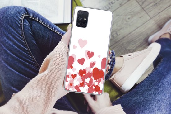 Coque Samsung Galaxy A71 - une pluie de coeurs - Siliconen
