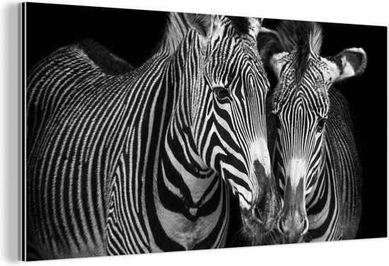 Décoration murale Métal - Peinture Aluminium Industrielle - Profil animal zèbres en noir et blanc - 120x60 cm - Dibond - Photo sur aluminium - Décoration murale industrielle - Pour le salon / chambre
