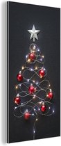 Wanddecoratie Metaal - Aluminium Schilderij Industrieel - Kerstboom gemaakt van lichten - 40x80 cm - Dibond - Foto op aluminium - Industriële muurdecoratie - Voor de woonkamer/slaapkamer