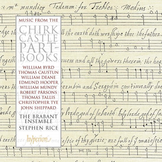 Albumcover met oude bladmuziek, getiteld "Music from the Chirk Castle Part-Books"