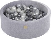 Ballenbak VELVET Licht Grijs - 90x30 incl. 200 ballen - Zilver, Parel Wit, Transparant