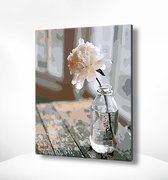 Painting Expert® Schilderen op nummer Volwassenen - Schilderen op nummer Kinderen - Roos op Tafel - 40x50cm - Exclusief Lijst (24 kleurtjes)