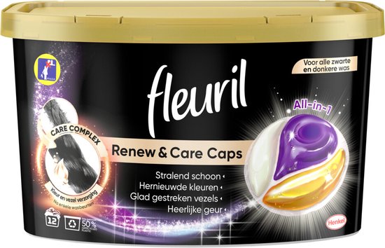 Fleuril Black Caps - Wasmiddel Capsules - Voordeelverpakking - 8 x 12 wasbeurten