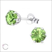 Aramat jewels ® - Oorstekers sterling zilver 6mm swarovski elements kristal groen