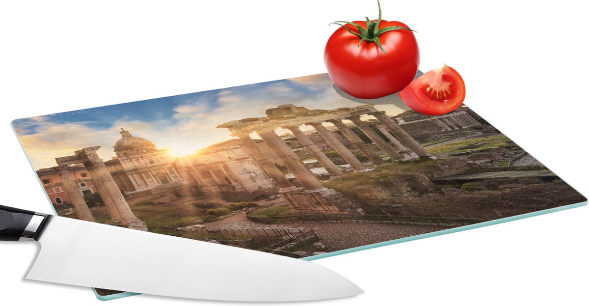 Glazen Snijplank - 28x20 - Rome - Italië - Zon - Snijplanken Glas