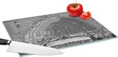 Glazen Snijplank - 39x28 - Een historische stadskaart van Amsterdam - zwart wit - Snijplanken Glas
