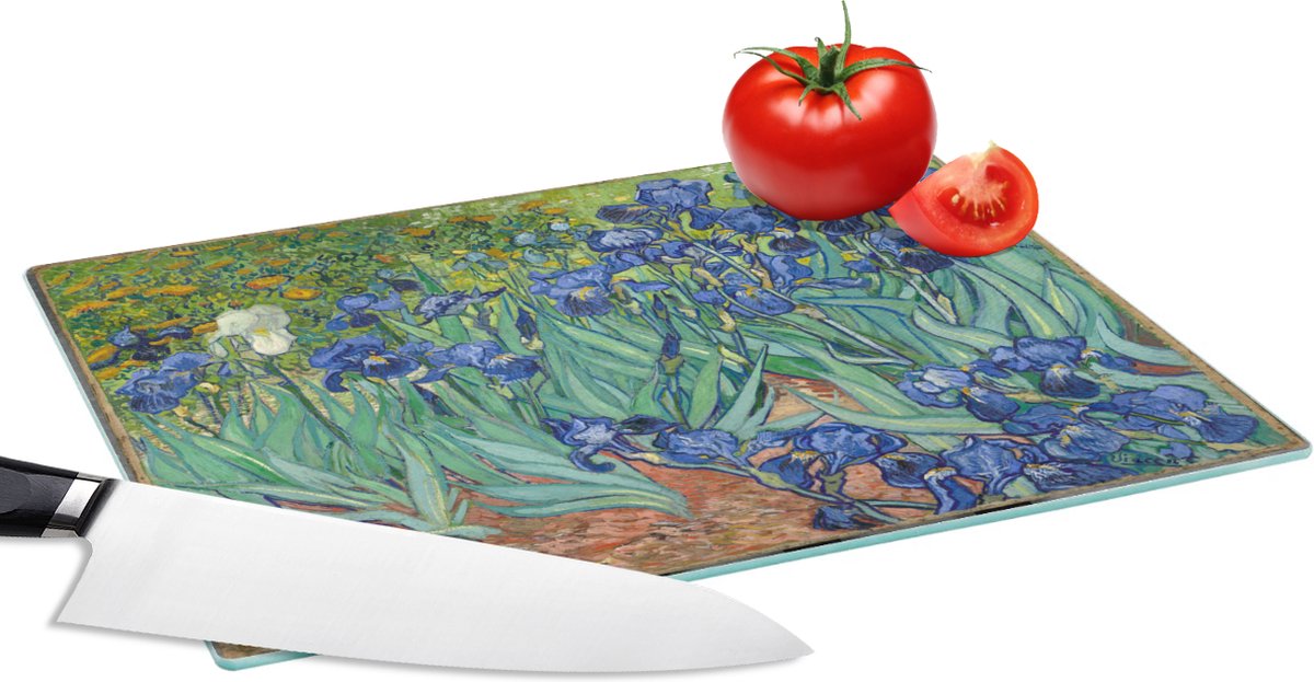Glazen Snijplank - 28x20 - Irissen - Vincent van Gogh - Snijplanken Glas
