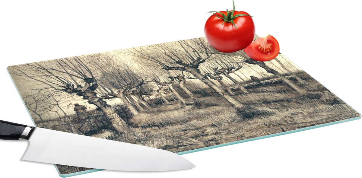 Glazen Snijplank - 39x28 - Knotberken - Vincent van Gogh - Snijplanken Glas