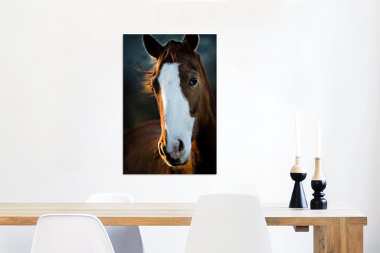 Décoration murale Métal - Peinture Aluminium Industriel - Cheval - Tête - Lumière - 60x90 cm - Dibond - Photo sur aluminium - Décoration murale industrielle - Pour le salon/chambre