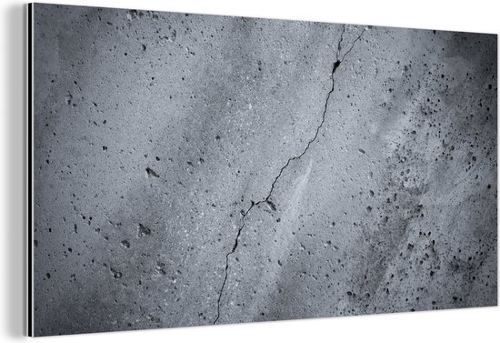 Décoration murale Métal - Peinture Aluminium Industriel - Béton - Grijs - Fissure - 160x80 cm - Dibond - Photo sur aluminium - Décoration murale industrielle - Pour le salon/chambre