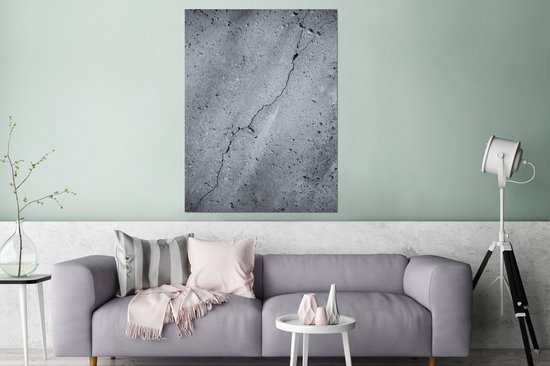 Décoration murale Métal - Peinture Aluminium Industriel - Béton - Grijs - Fissure - 90x120 cm - Dibond - Photo sur aluminium - Décoration murale industrielle - Pour le salon/chambre