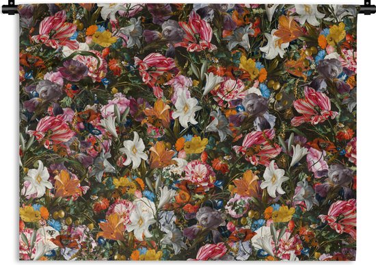 Tenture murale - Tissu mural - Fleurs - Art - Papillon - 150x112,50 cm - Tapisserie