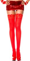 Lange Kousen Met Kanten Rand - Rood - Sexy Lingerie & Kleding - Beenmode